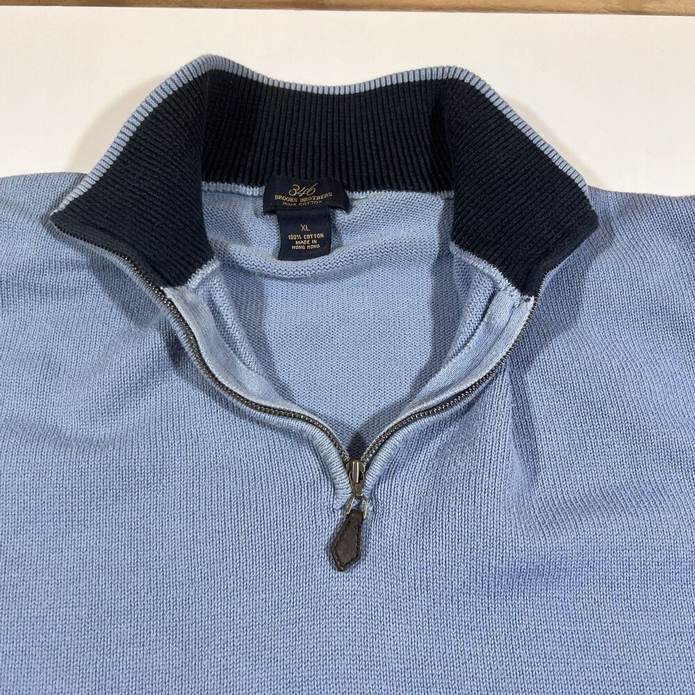Brooks Brothers 346 Prima Cotton Pullover 1/4 Zip Mock Neck Sweater Men's XL - Picture 7 of 9